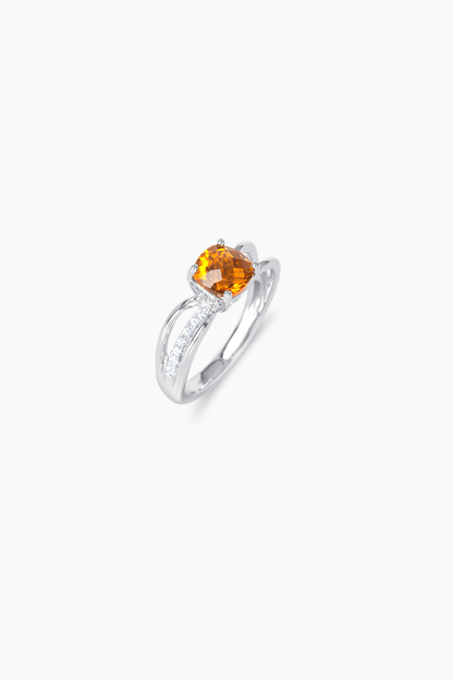 Natural Citrine 14k White Gold Ring With Real Diamonds - Eat.Read.Love.