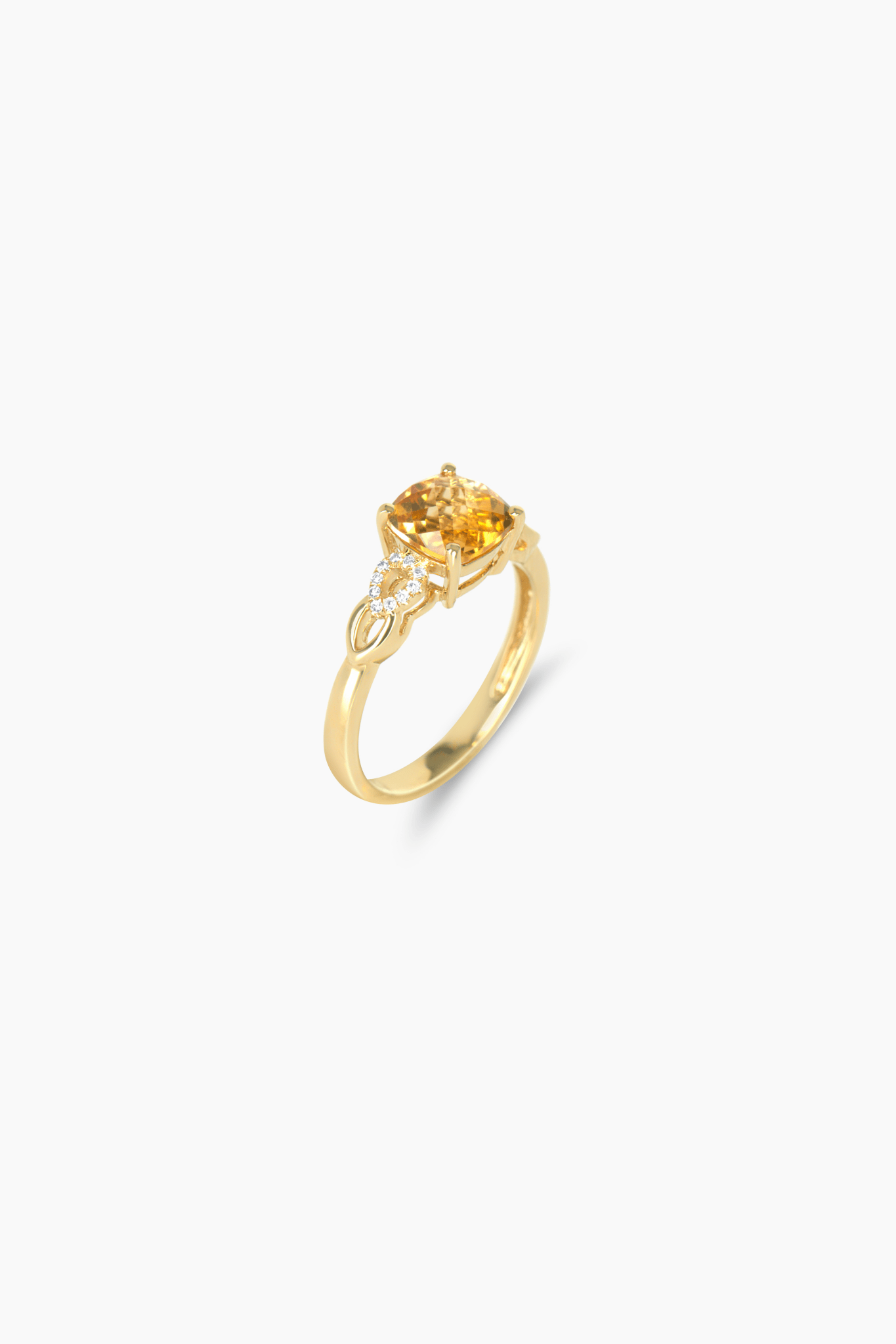 Natural Citrine 14k Yellow Gold Ring With Real Diamonds - Eat.Read.Love.