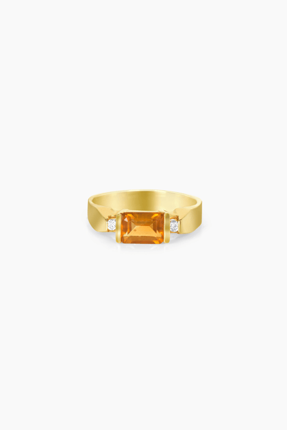 Natural Citrine 14k Yellow Gold Ring With Real Diamonds - Eat.Read.Love.