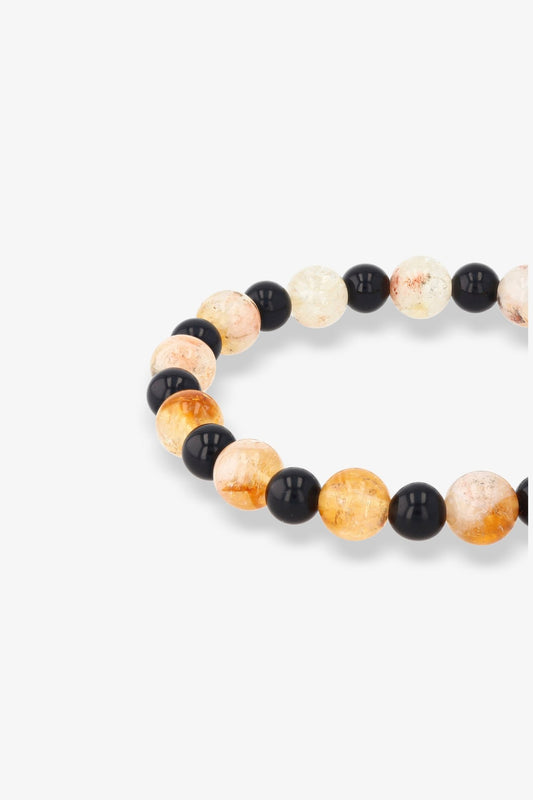 Natural Citrine and Black Obsidian Unlimited Wealth 18K Gold Vermeil Pixiu Feng Shui Bracelet - Eat.Read.Love.