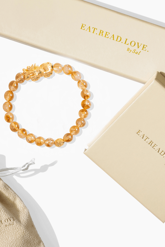 Natural Citrine Fortune 18k Gold Vermeil Pixiu Feng Shui Bracelet - Eat.Read.Love.