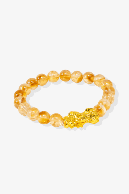 Natural Citrine Fortune Pixiu Feng Shui Bracelet - Eat.Read.Love.