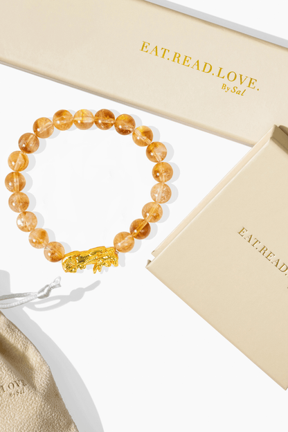 Natural Citrine Fortune Pixiu Feng Shui Bracelet - Eat.Read.Love.