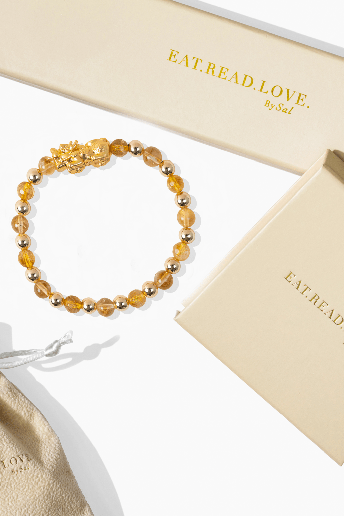 Natural Citrine Infinite Fortune 18k Gold Vermei Pixiu Feng Shui Bracelet - Eat.Read.Love.