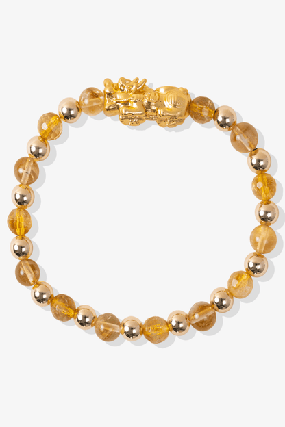 Natural Citrine Infinite Fortune 18k Gold Vermei Pixiu Feng Shui Bracelet - Eat.Read.Love.