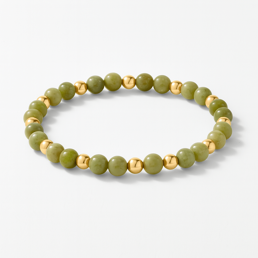 Natural Green Jade with Real Gold Bracelet - Eat.Read.Love.
