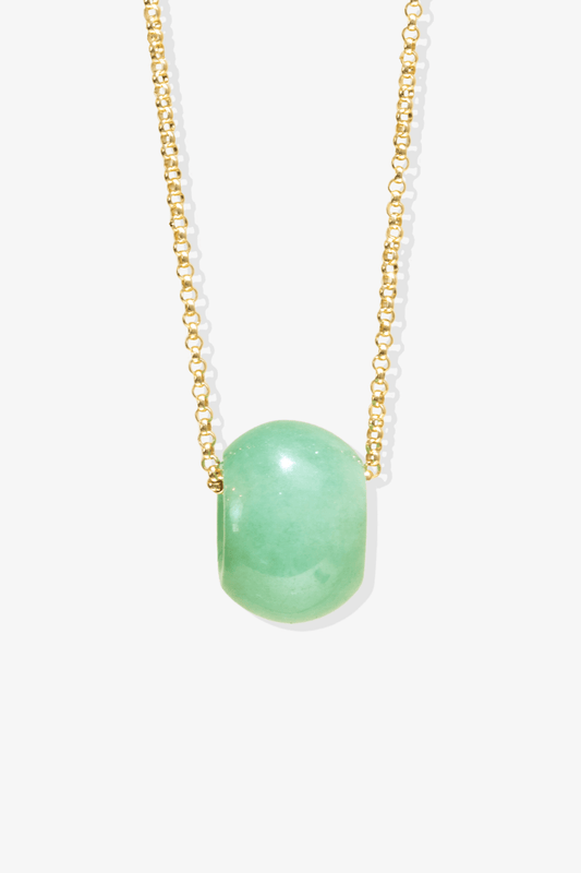 Natural Jade Rondelle Necklace 14k REAL Gold - Eat.Read.Love.