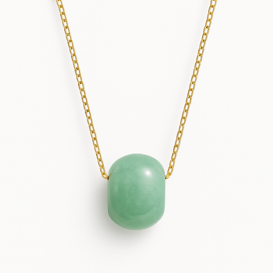 Natural Jade Rondelle Necklace 14k REAL Gold - Eat.Read.Love.