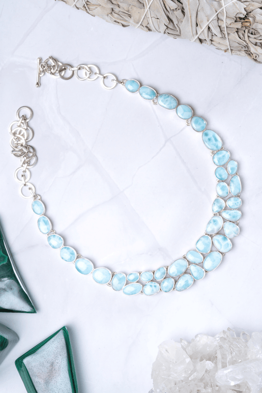 Natural Larimar Necklace Sterling Silver - Eat.Read.Love.