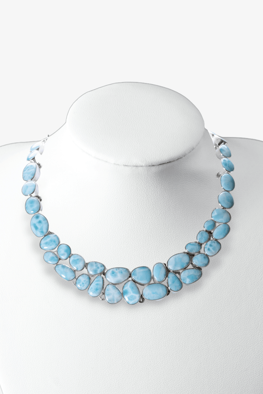 Natural Larimar Necklace Sterling Silver - Eat.Read.Love.