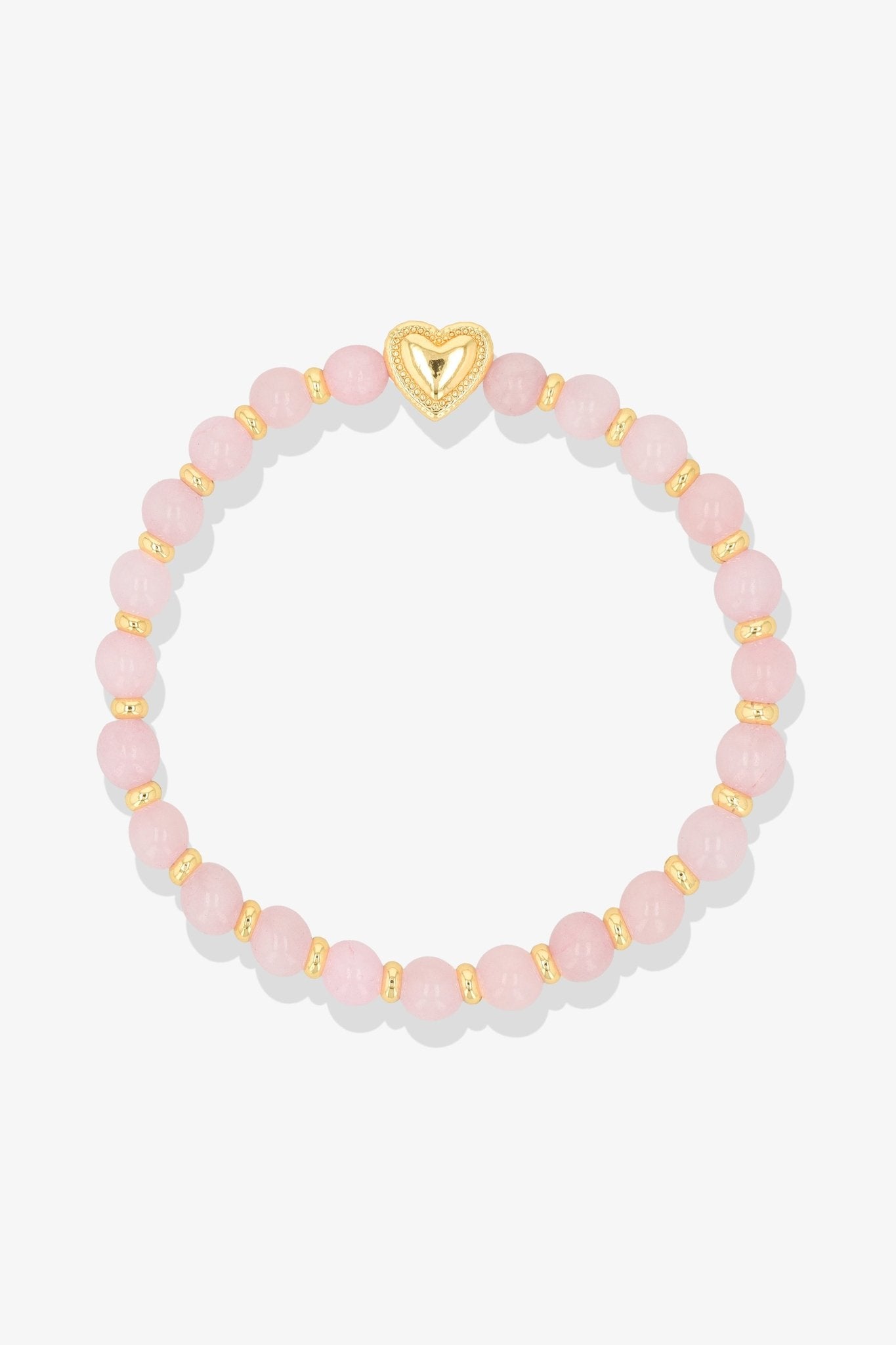 Natural Rose Quartz Heartbeat of Gold Bracelet - Eat.Read.Love.