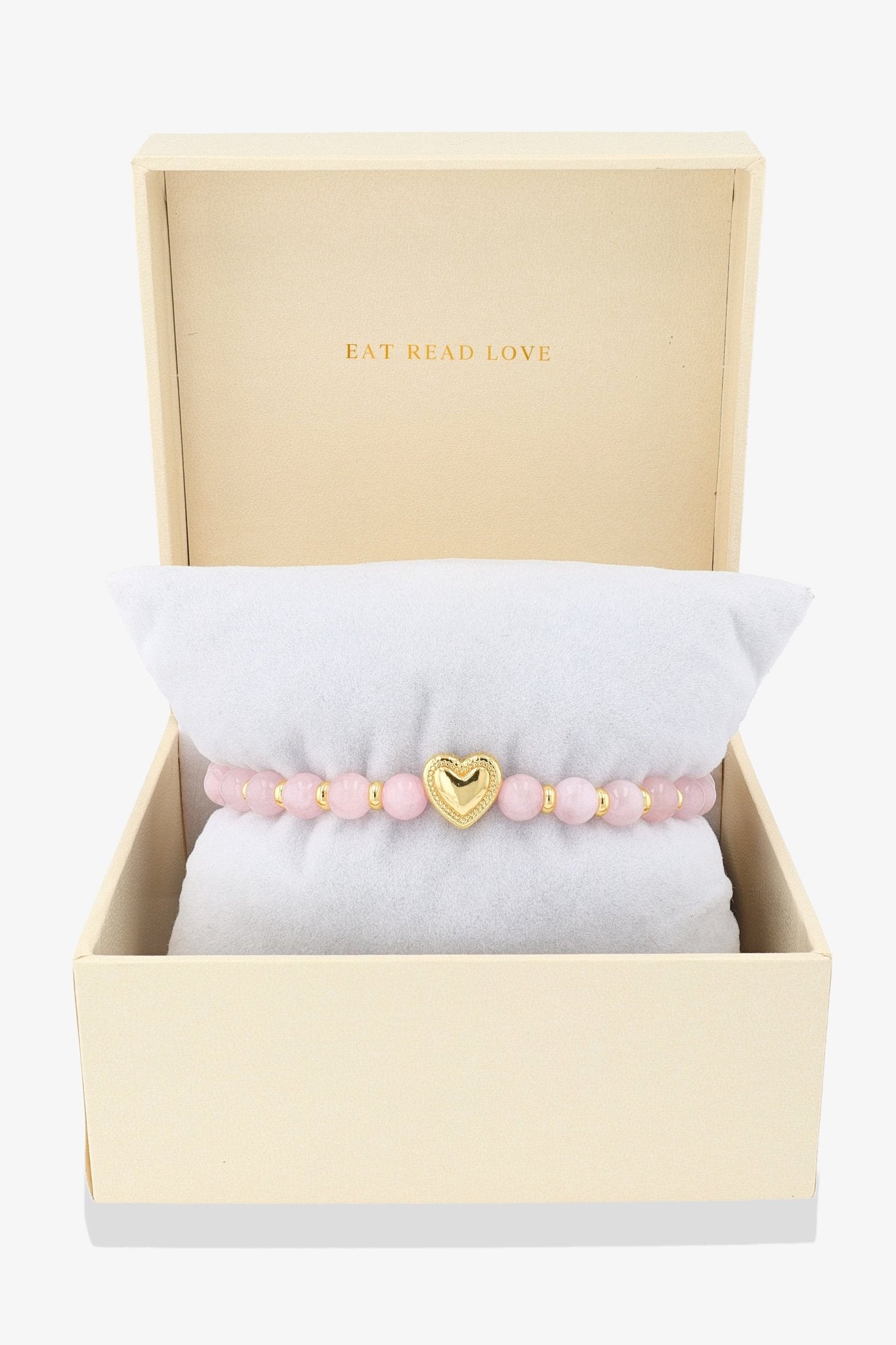 Natural Rose Quartz Heartbeat of Gold Bracelet - Eat.Read.Love.