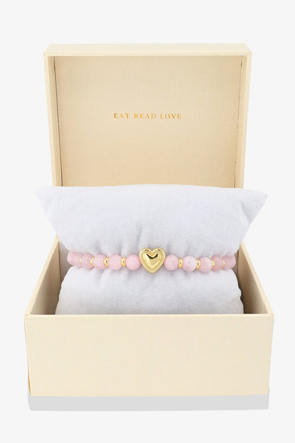 Natural Rose Quartz Heartbeat of Gold Bracelet - Eat.Read.Love.