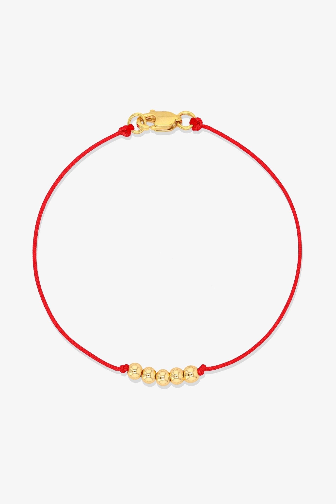 Numerology Red Thread Bracelet with REAL Gold - 5 - Eat.Read.Love.