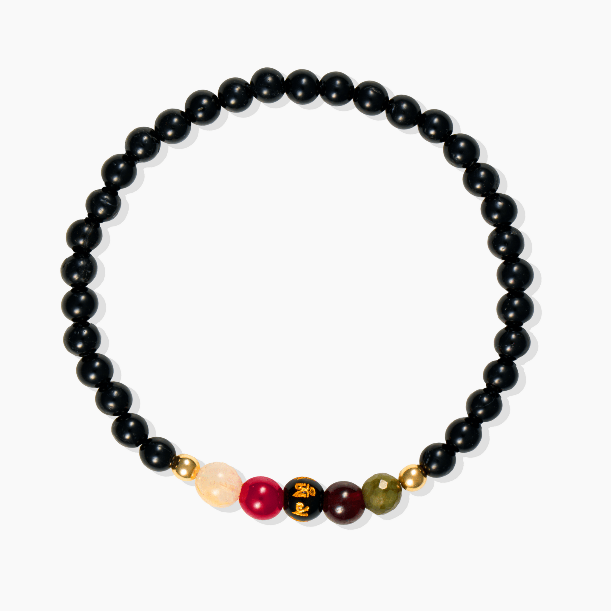 Obsidian Mega Protection Lucky 7 Gemstone Bracelet With REAL Gold - Eat.Read.Love.