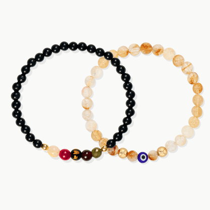 Obsidian Mega Protection Lucky 7 Gemstone Bracelet With REAL Gold - Eat.Read.Love.