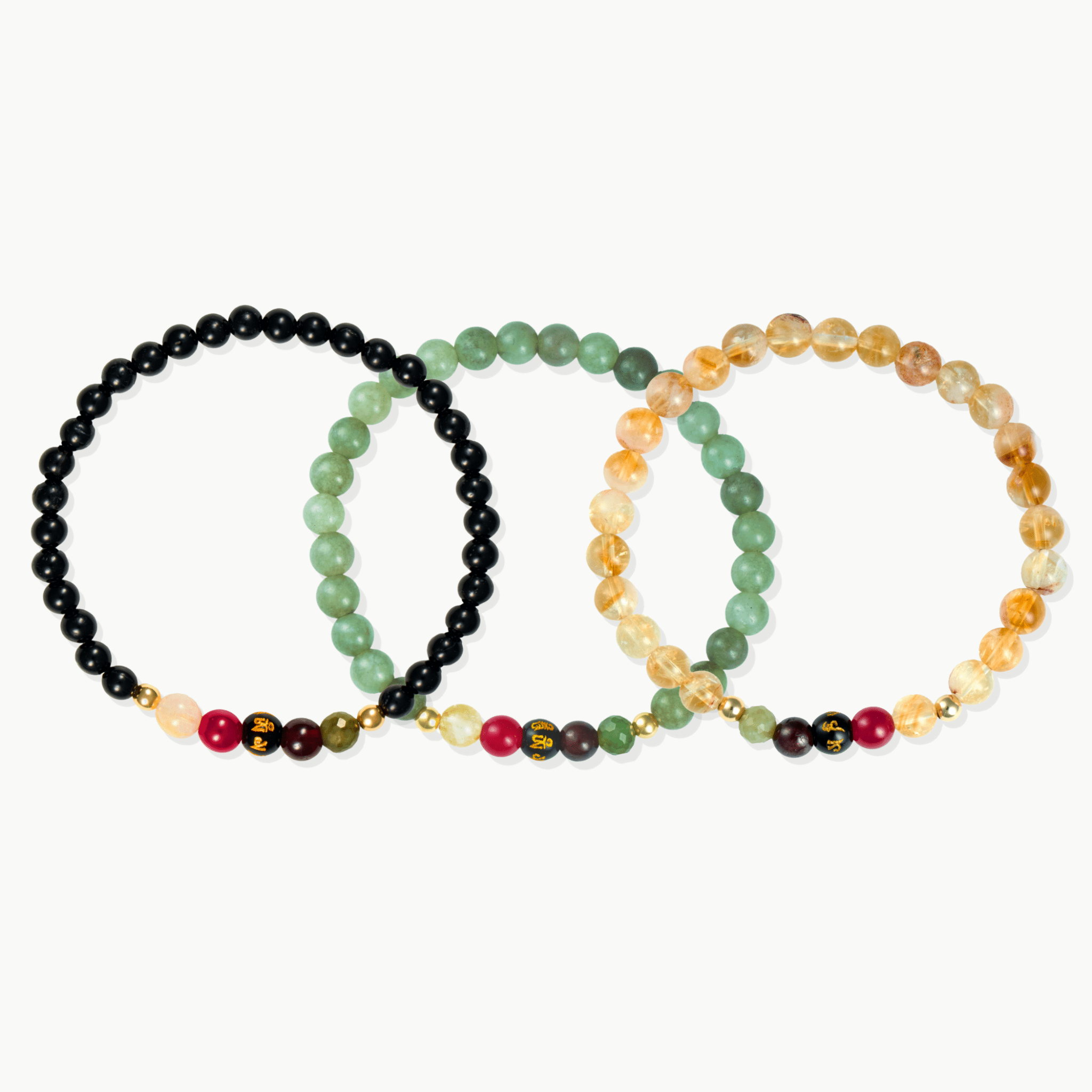 Obsidian Mega Protection Lucky 7 Gemstone Bracelet With REAL Gold - Eat.Read.Love.