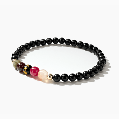 Obsidian Mega Protection Lucky 7 Gemstone Bracelet With REAL Gold - Eat.Read.Love.