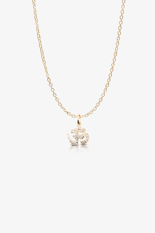 OM Necklace With Diamonds 14k Gold REAL Gold - Eat.Read.Love.