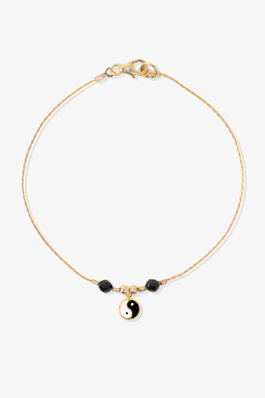 Power Black Spinel REAL Gold Bracelet With Charm