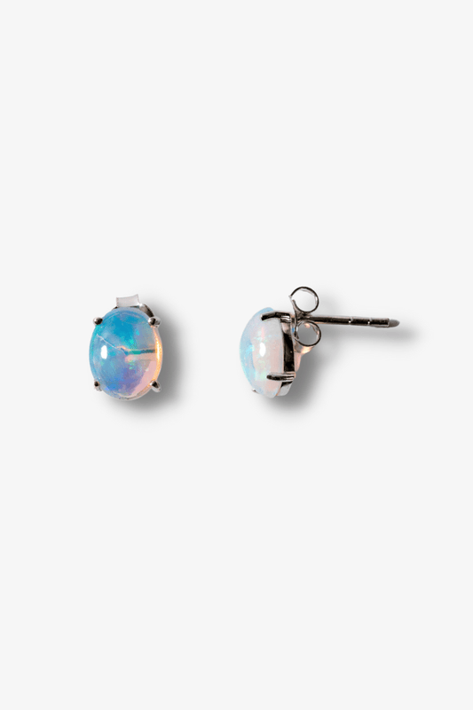 Opal Sterling Silver Stud Earrings - Eat.Read.Love.