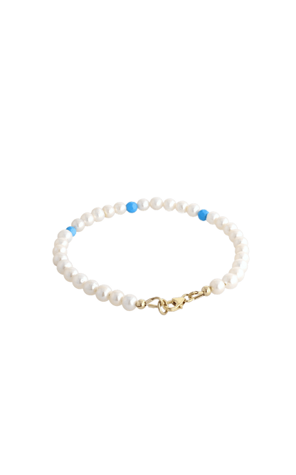 Peaceful Fresh Water Pearl and Turquoise Bracelet - Eat.Read.Love.