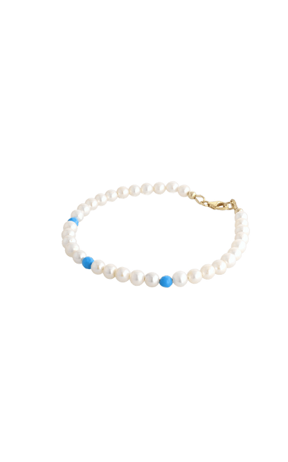 Peaceful Fresh Water Pearl and Turquoise Bracelet - Eat.Read.Love.