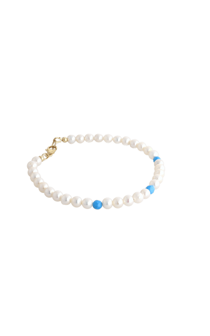 Peaceful Fresh Water Pearl and Turquoise Bracelet - Eat.Read.Love.