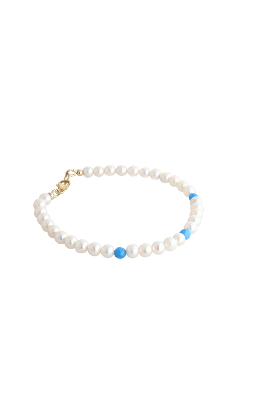 Peaceful Fresh Water Pearl and Turquoise Bracelet - Eat.Read.Love.