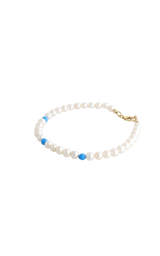 Peaceful Fresh Water Pearl and Turquoise Bracelet - Eat.Read.Love.