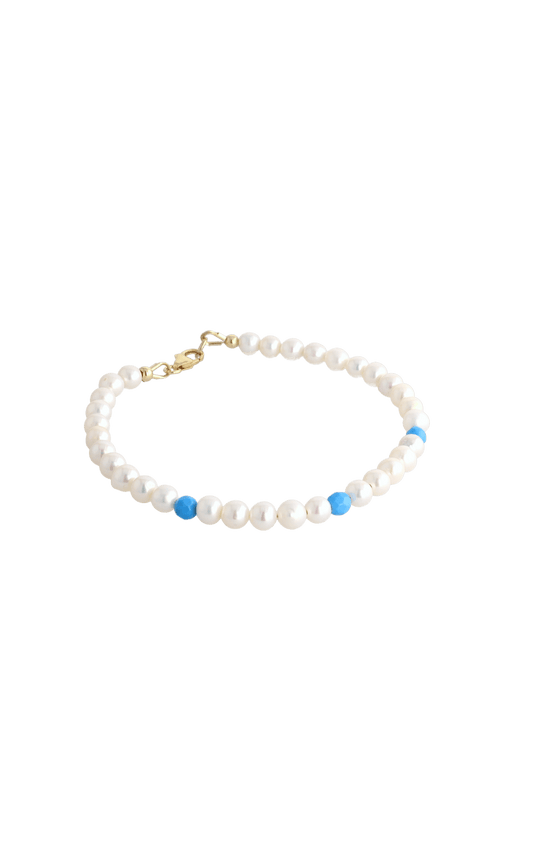 Peaceful Fresh Water Pearl and Turquoise Bracelet - Eat.Read.Love.