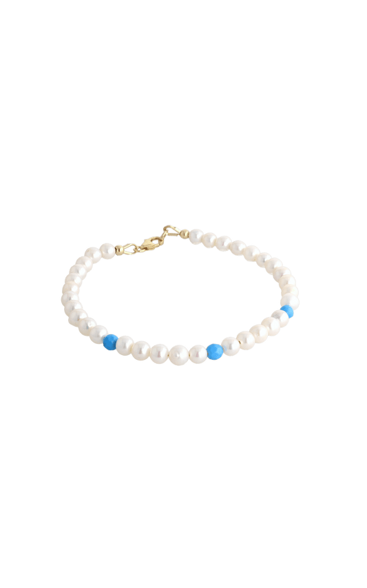 Peaceful Fresh Water Pearl and Turquoise Bracelet - Eat.Read.Love.