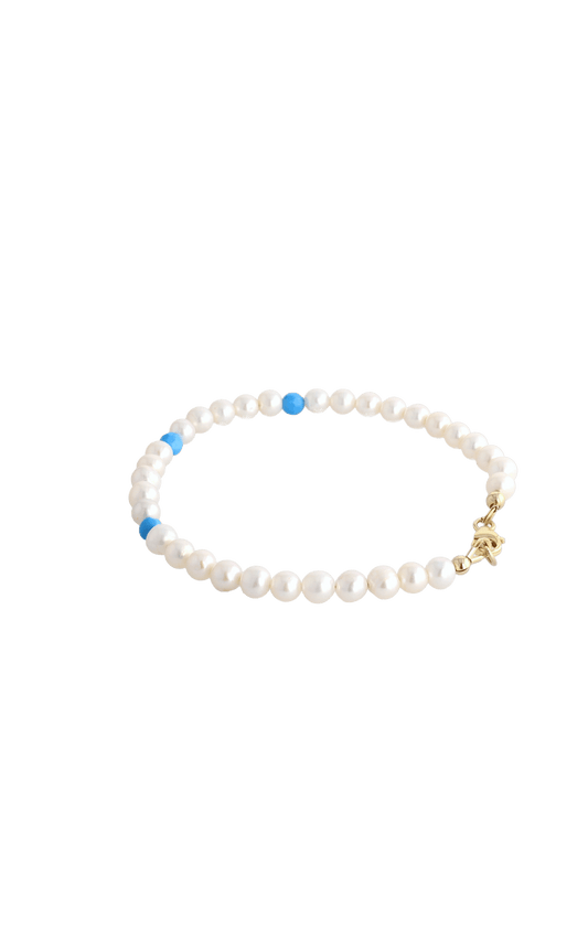 Peaceful Fresh Water Pearl and Turquoise Bracelet - Eat.Read.Love.