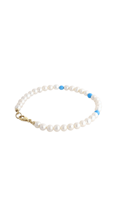 Peaceful Fresh Water Pearl and Turquoise Bracelet - Eat.Read.Love.