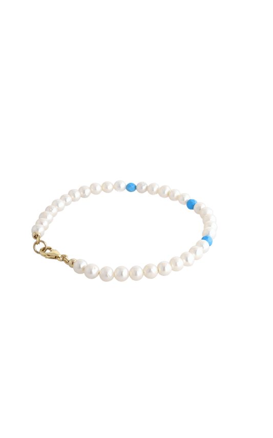 Peaceful Fresh Water Pearl and Turquoise Bracelet - Eat.Read.Love.