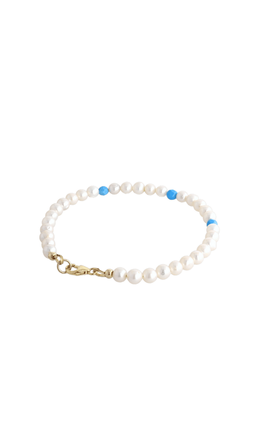 Peaceful Fresh Water Pearl and Turquoise Bracelet - Eat.Read.Love.