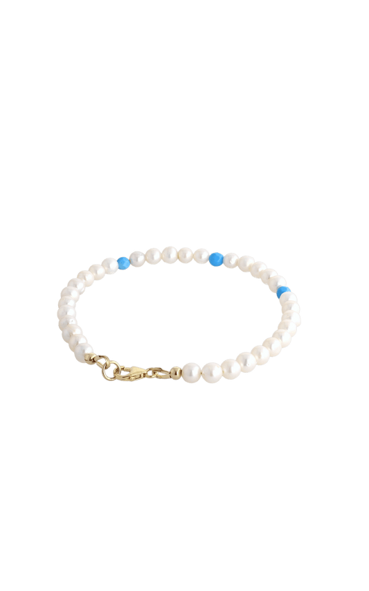 Peaceful Fresh Water Pearl and Turquoise Bracelet - Eat.Read.Love.