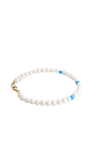 Peaceful Fresh Water Pearl and Turquoise Bracelet - Eat.Read.Love.