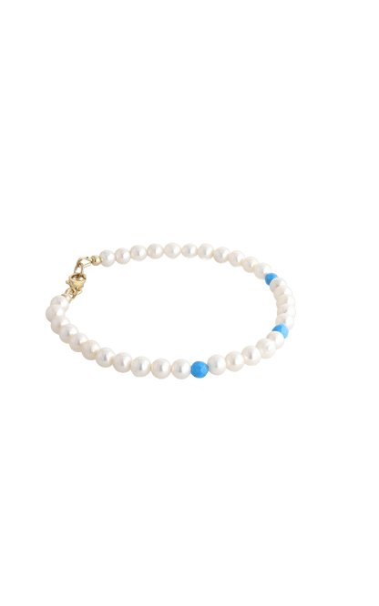 Peaceful Fresh Water Pearl and Turquoise Bracelet - Eat.Read.Love.