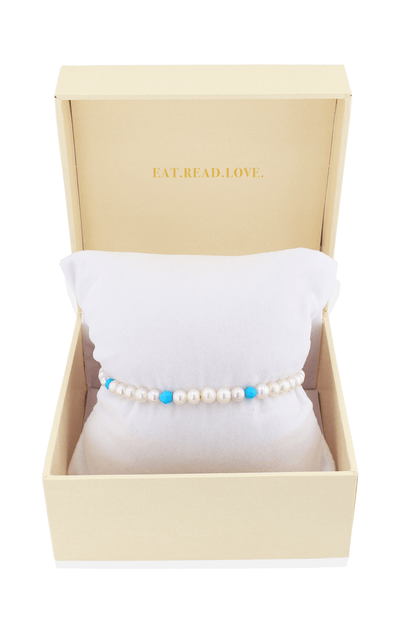 Peaceful Fresh Water Pearl and Turquoise Bracelet - Eat.Read.Love.