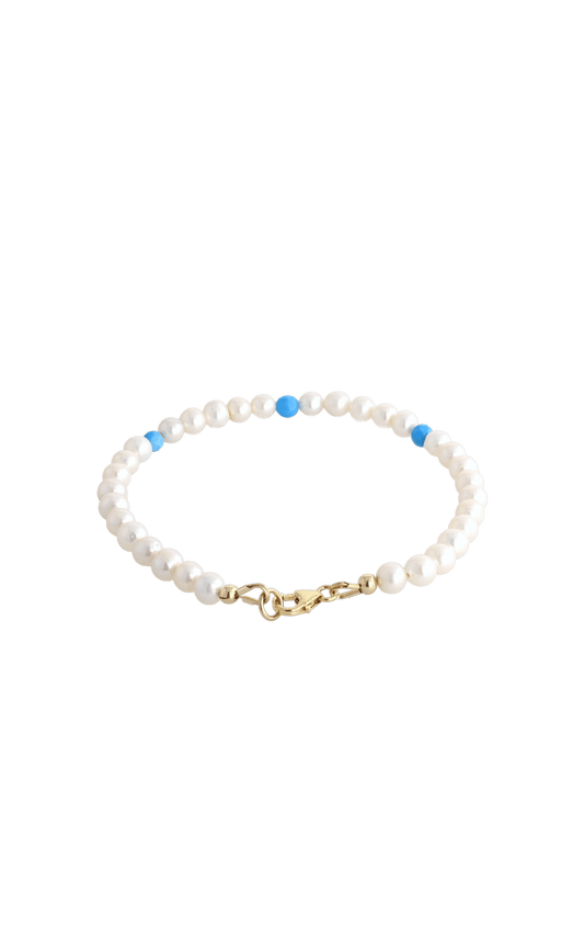 Peaceful Fresh Water Pearl and Turquoise Bracelet - Eat.Read.Love.