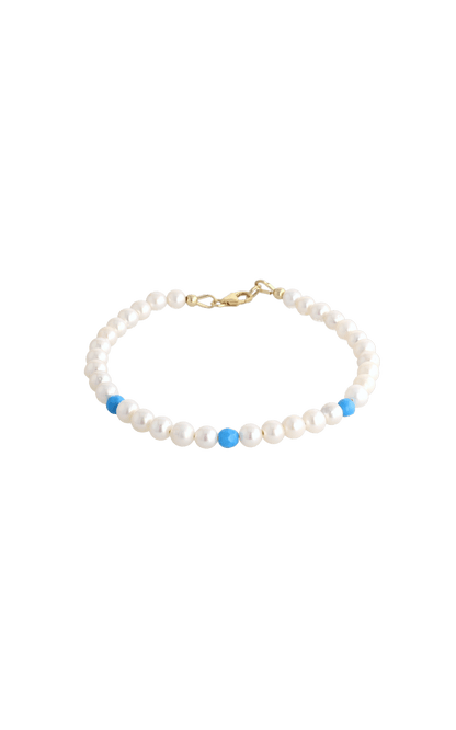 Peaceful Fresh Water Pearl and Turquoise Bracelet - Eat.Read.Love.
