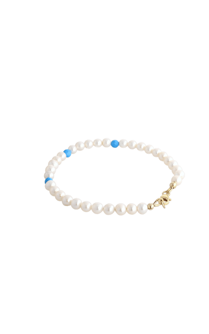 Peaceful Fresh Water Pearl and Turquoise Bracelet - Eat.Read.Love.