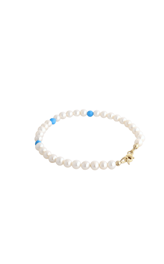 Peaceful Fresh Water Pearl and Turquoise Bracelet - Eat.Read.Love.