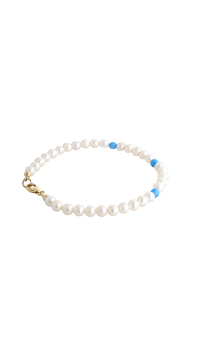 Peaceful Fresh Water Pearl and Turquoise Bracelet - Eat.Read.Love.