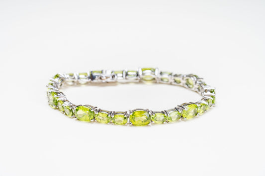 Peridot Faceted Sterling Silver Bracelet - Eat.Read.Love.