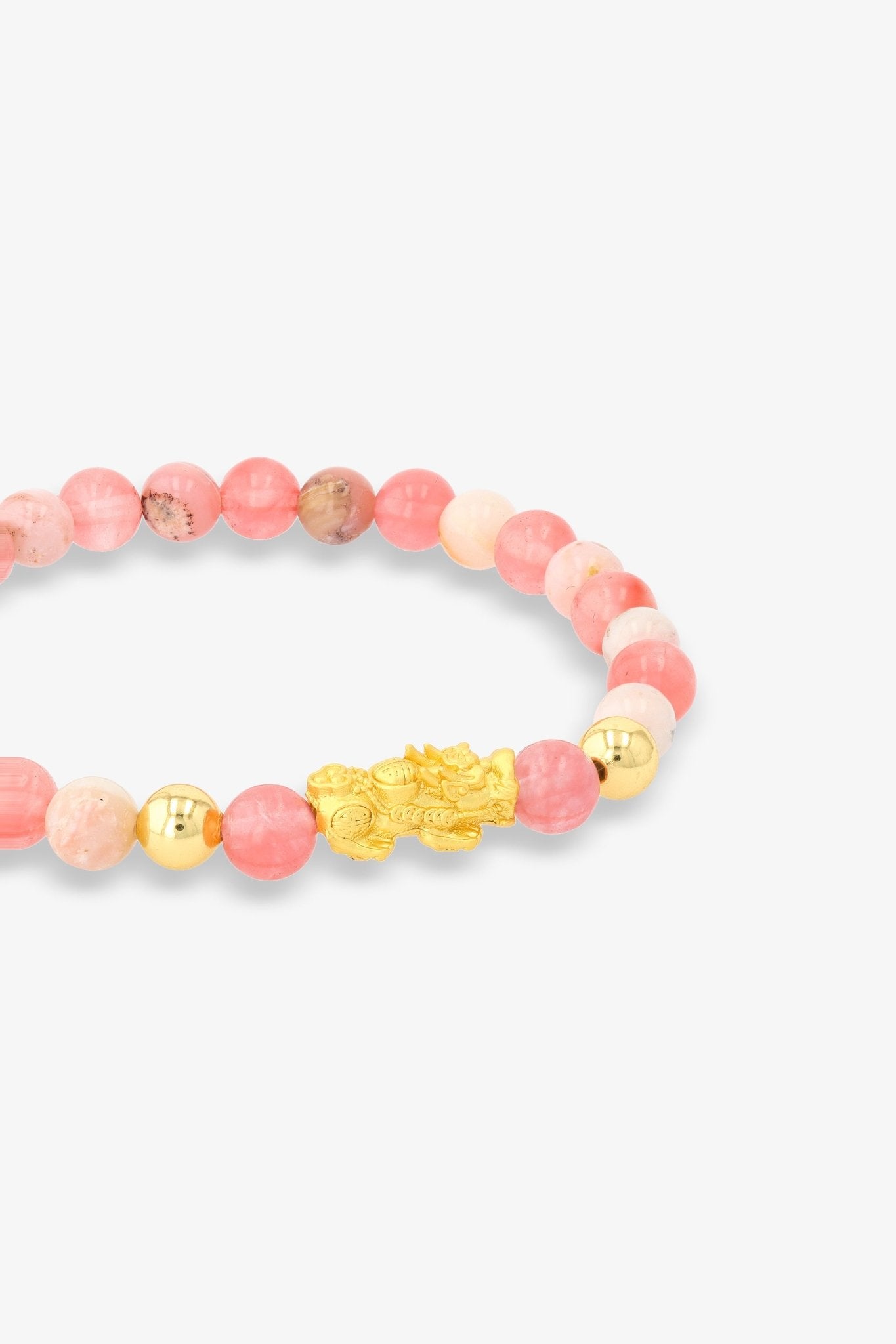 Pink Opal and Cherry Quartz Unlimited Romance 18K Gold Vermeil Pixiu Feng Shui Bracelet - Eat.Read.Love.