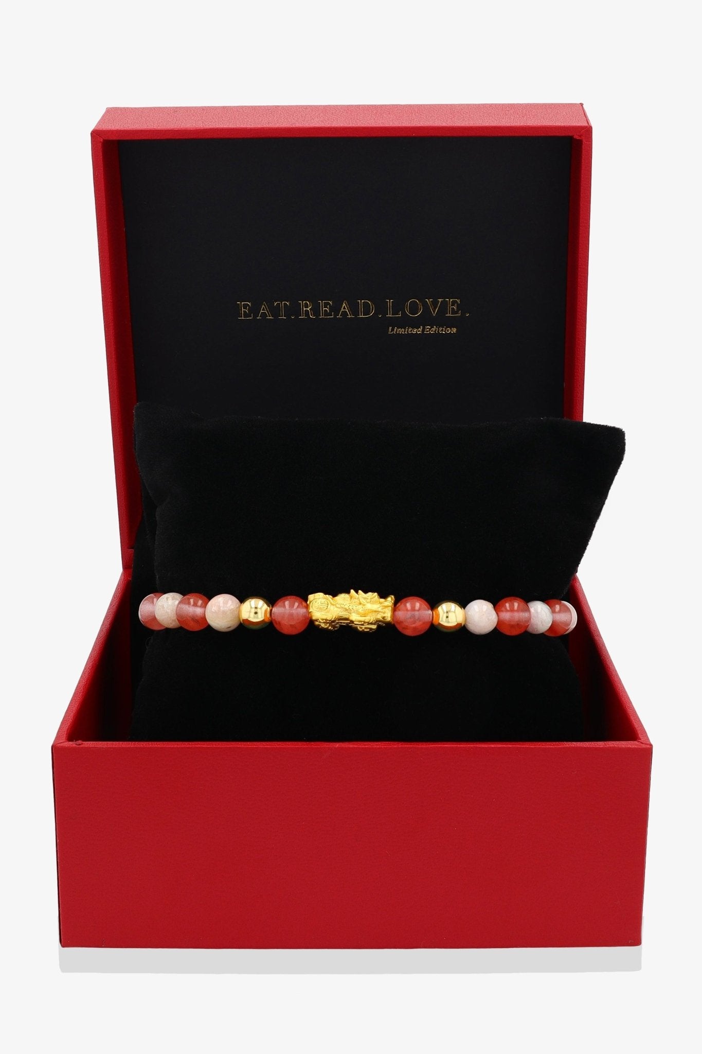 Pink Opal and Cherry Quartz Unlimited Romance 18K Gold Vermeil Pixiu Feng Shui Bracelet - Eat.Read.Love.