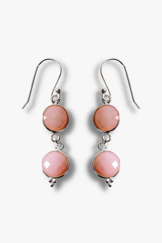 Pink Opal Faceted Sterling Silver Earrings - Eat.Read.Love.