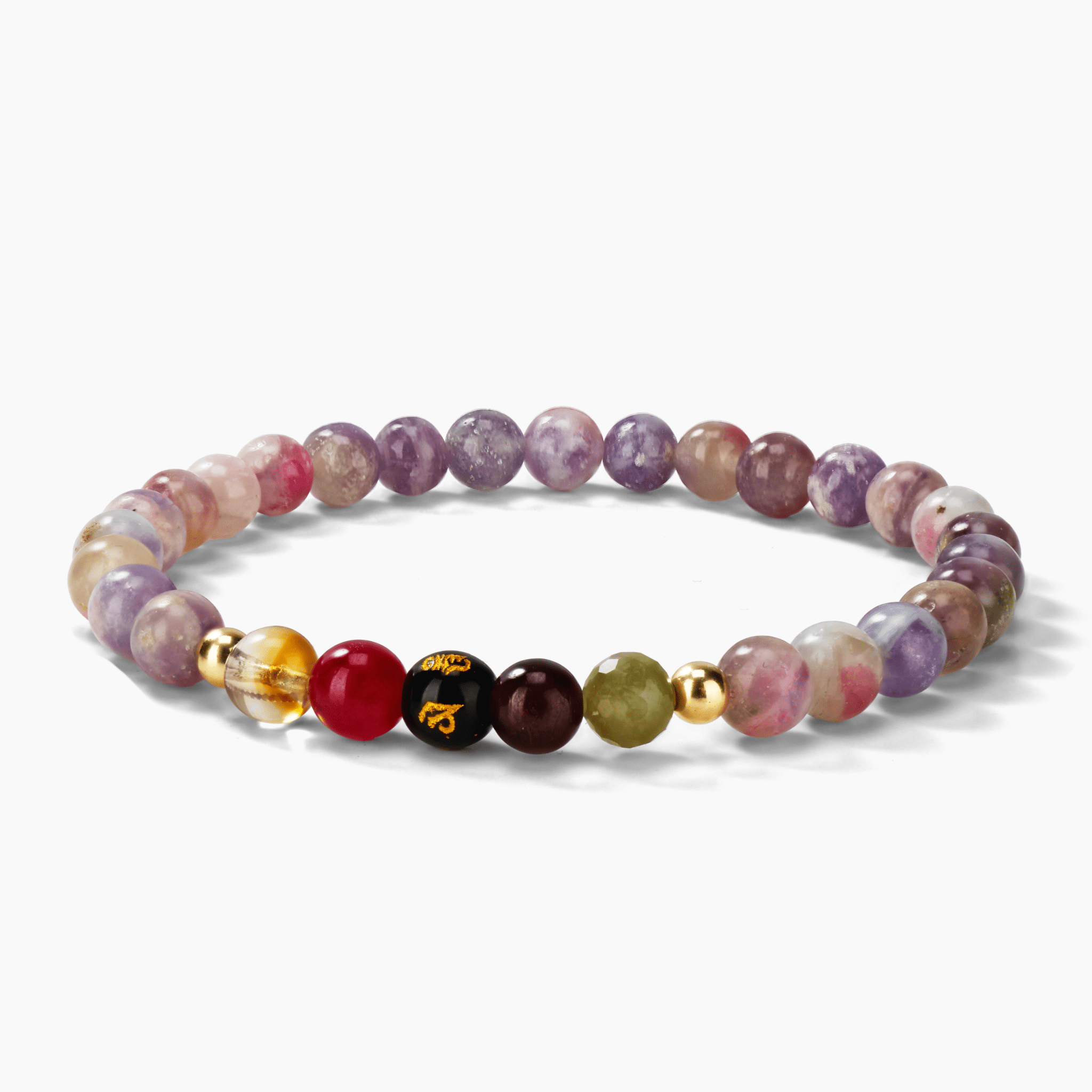 Pink Tourmaline Mega Destiny Lucky 7 Gemstone Bracelet With REAL Gold - Eat.Read.Love.